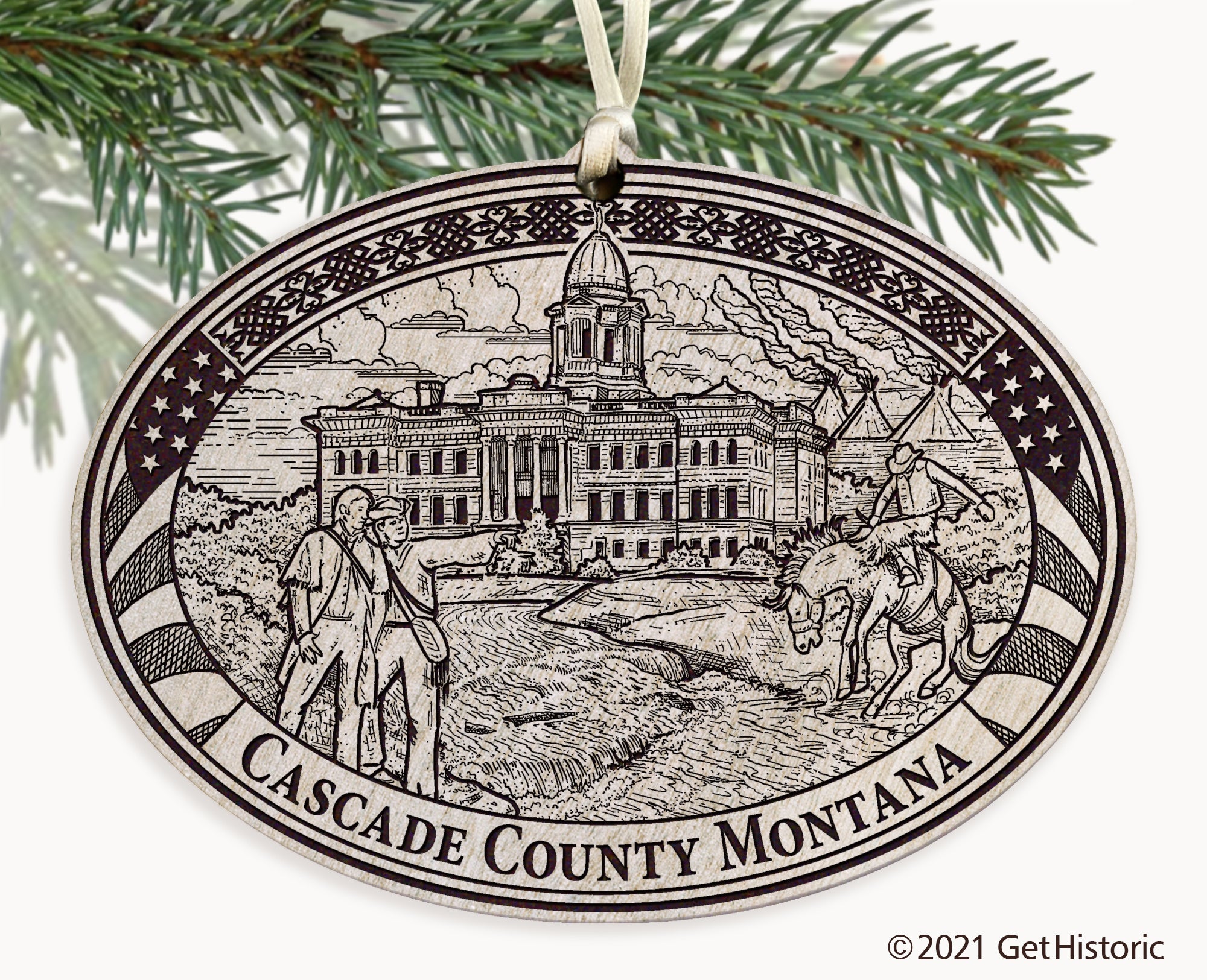 Cascade County Montana Engraved Ornament