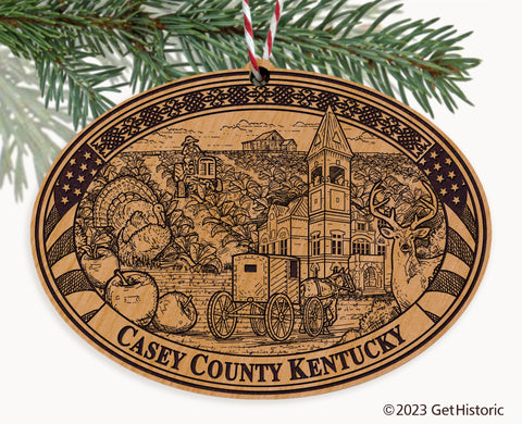 Casey County Kentucky Engraved Natural Ornament