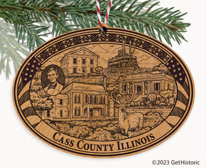 Cass County Illinois Engraved Natural Ornament