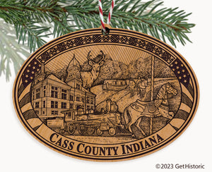 Cass County Indiana Engraved Natural Ornament