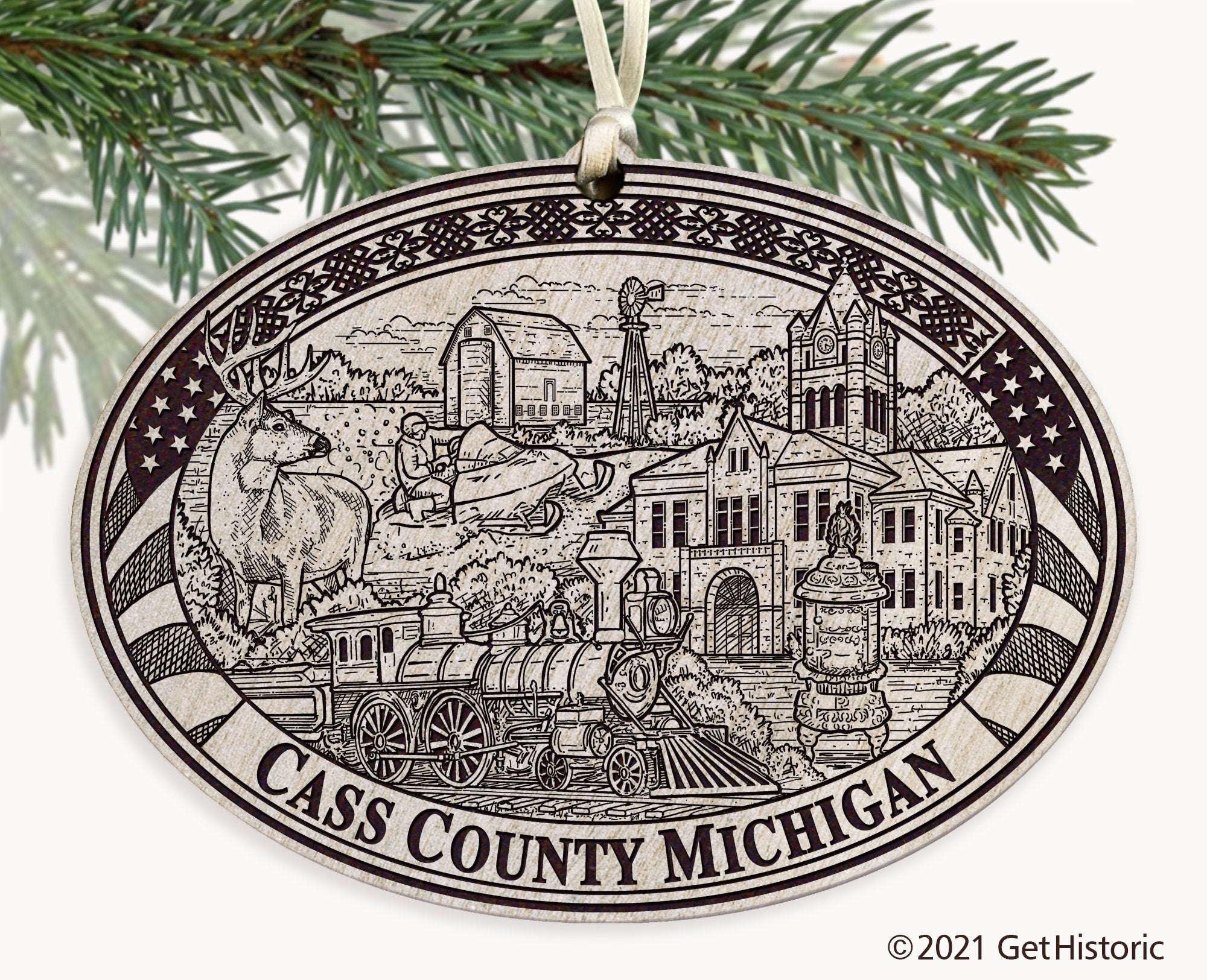 Cass County Michigan Engraved Ornament