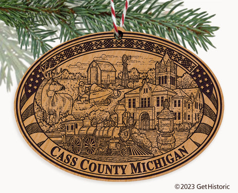 Cass County Michigan Engraved Natural Ornament