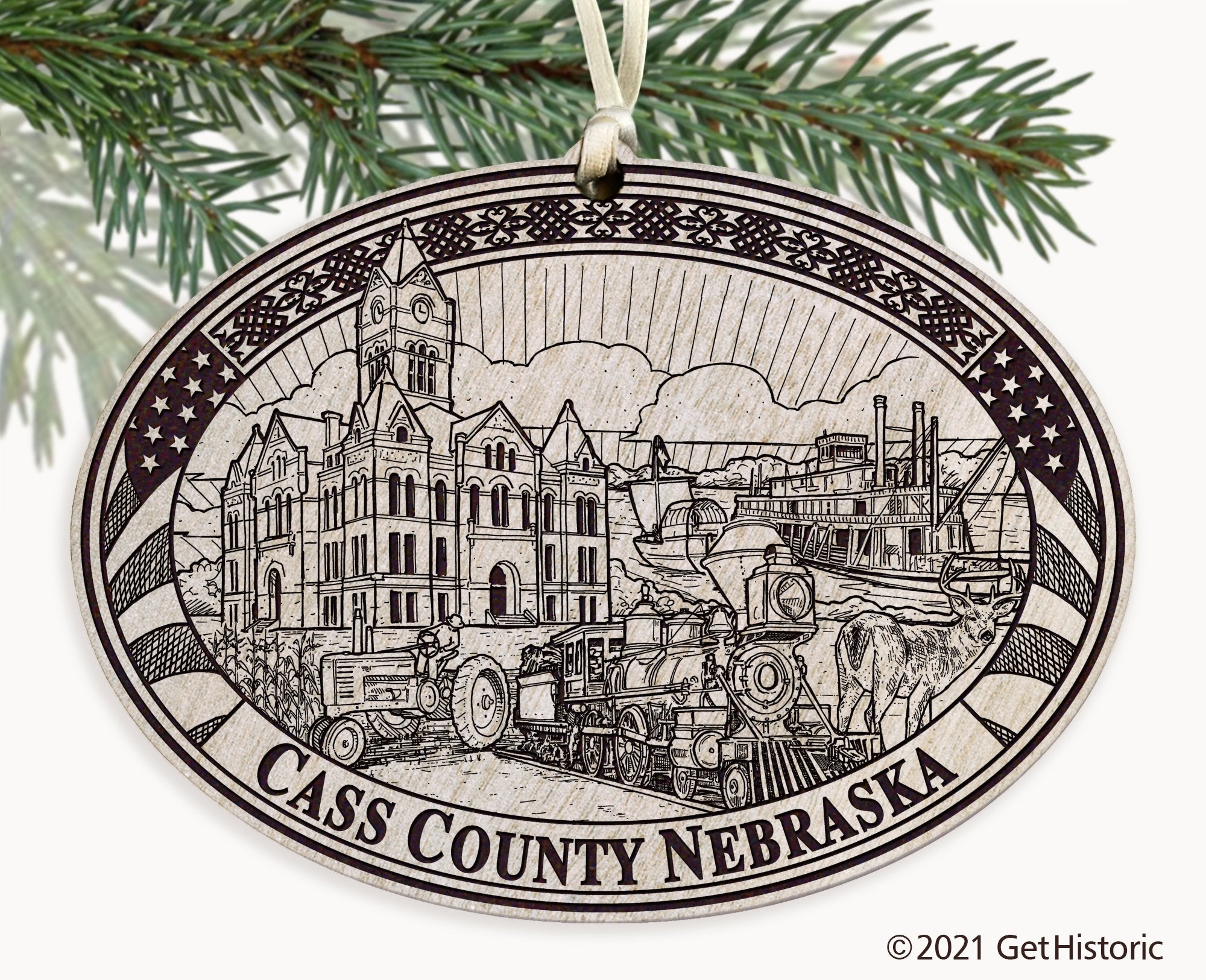 Cass County Nebraska Engraved Ornament