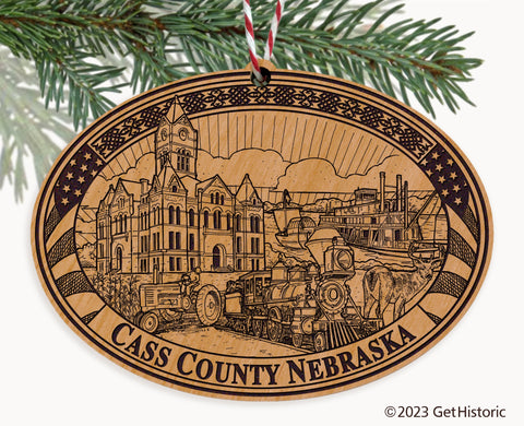 Cass County Nebraska Engraved Natural Ornament