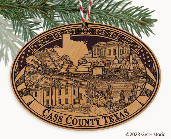 Cass County Texas Engraved Natural Ornament