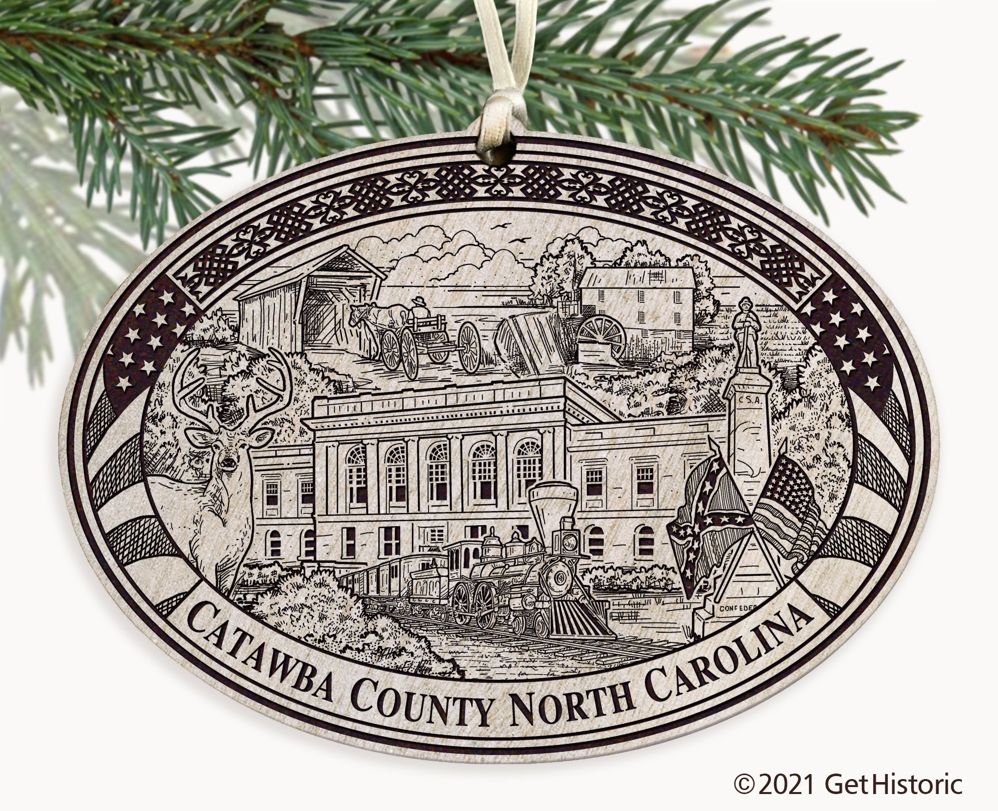 Catawba County North Carolina Engraved Ornament