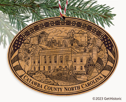 Catawba County North Carolina Engraved Natural Ornament