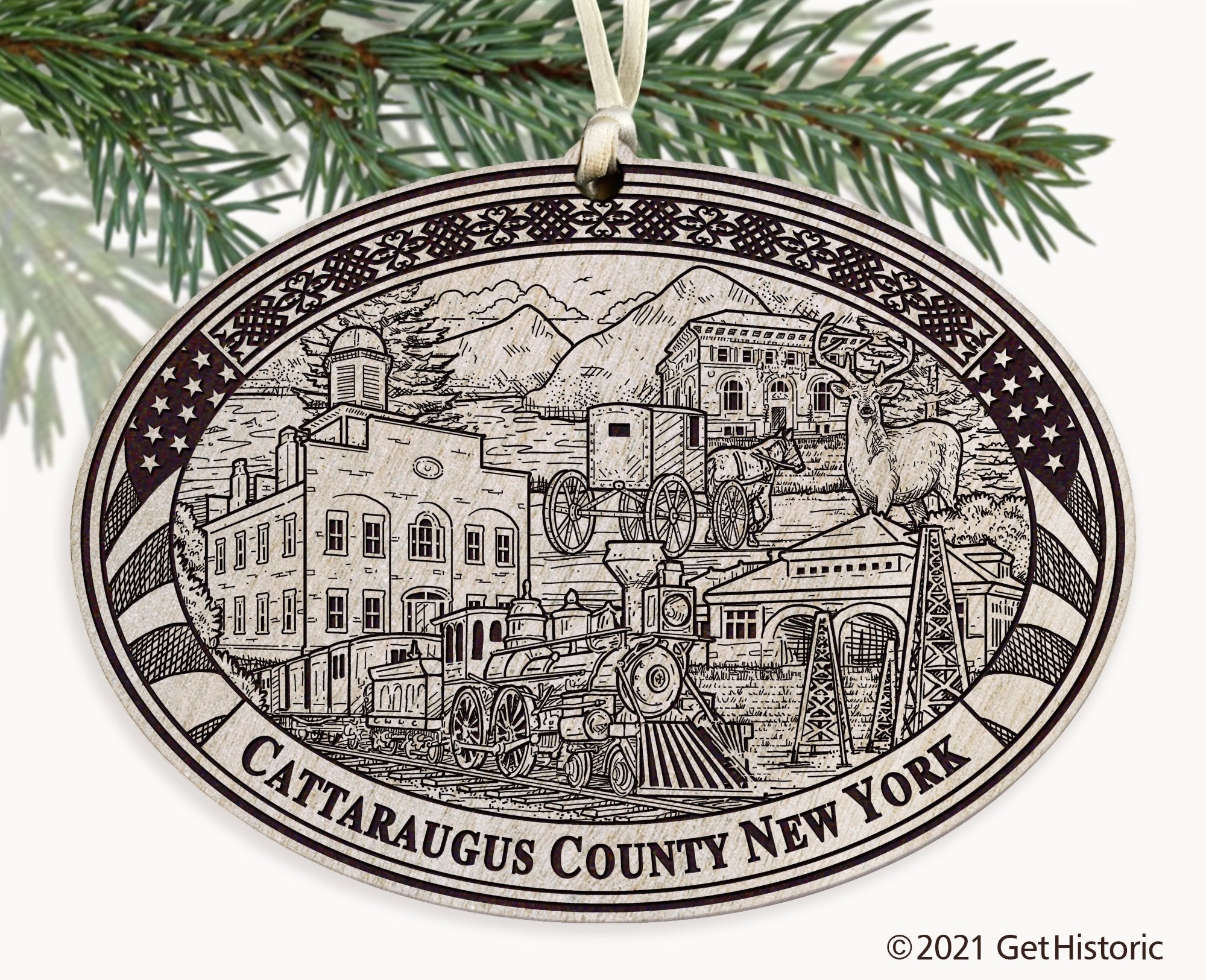 Cattaraugus County New York Engraved Ornament