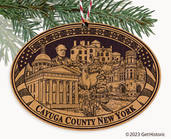 Cayuga County New York Engraved Natural Ornament
