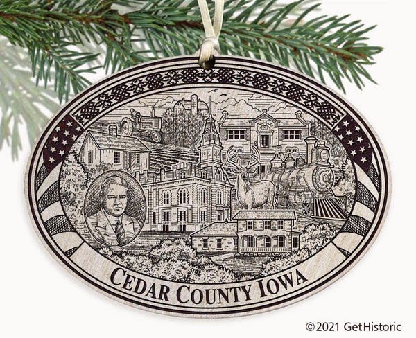 Cedar County Iowa Engraved Ornament