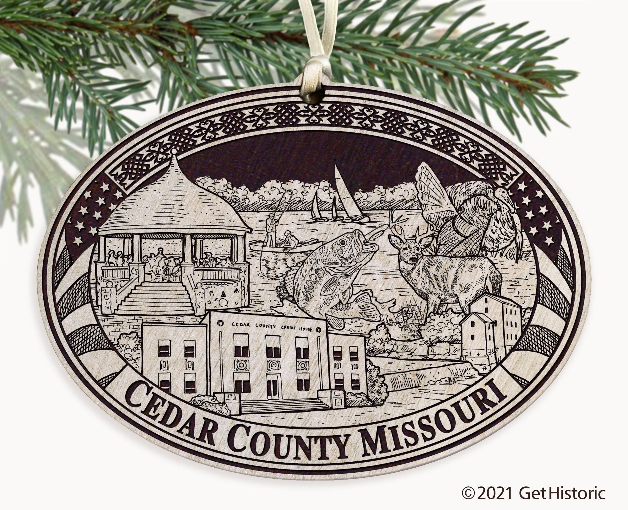 Cedar County Missouri Engraved Ornament