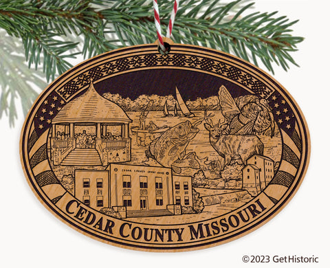 Cedar County Missouri Engraved Natural Ornament