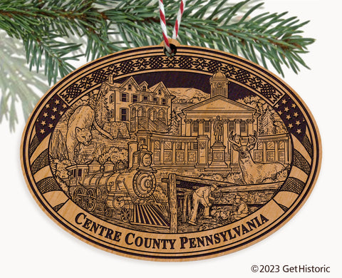 Centre County Pennsylvania Engraved Natural Ornament