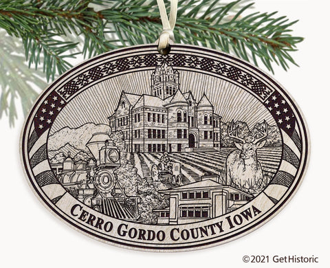 Cerro Gordo County Iowa Engraved Ornament