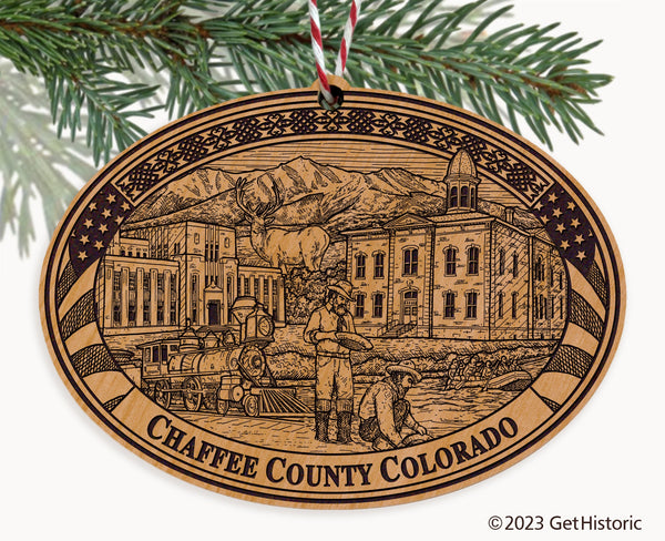 Chaffee County Colorado Engraved Natural Ornament