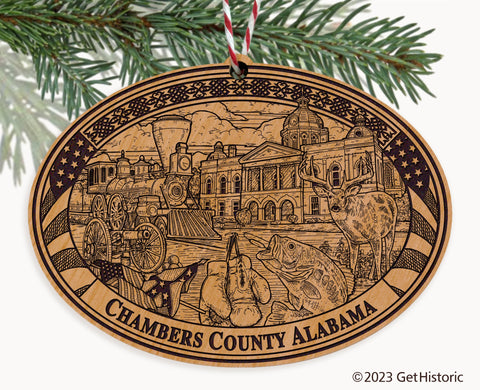 Chambers County Alabama Engraved Natural Ornament