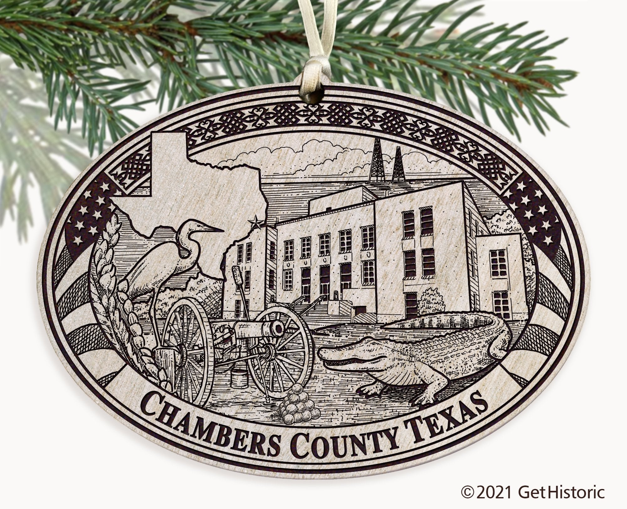 Chambers County Texas Engraved Ornament