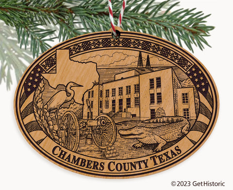 Chambers County Texas Engraved Natural Ornament