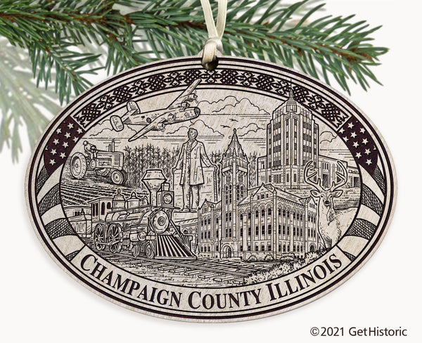 Champaign County Illinois Engraved Ornament