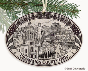 Champaign County Ohio Engraved Ornament