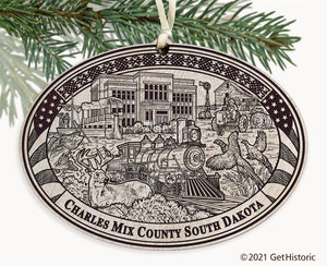 Charles Mix County South Dakota Engraved Ornament