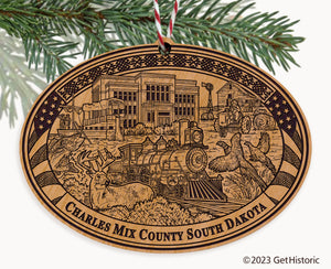 Charles Mix County South Dakota Engraved Natural Ornament