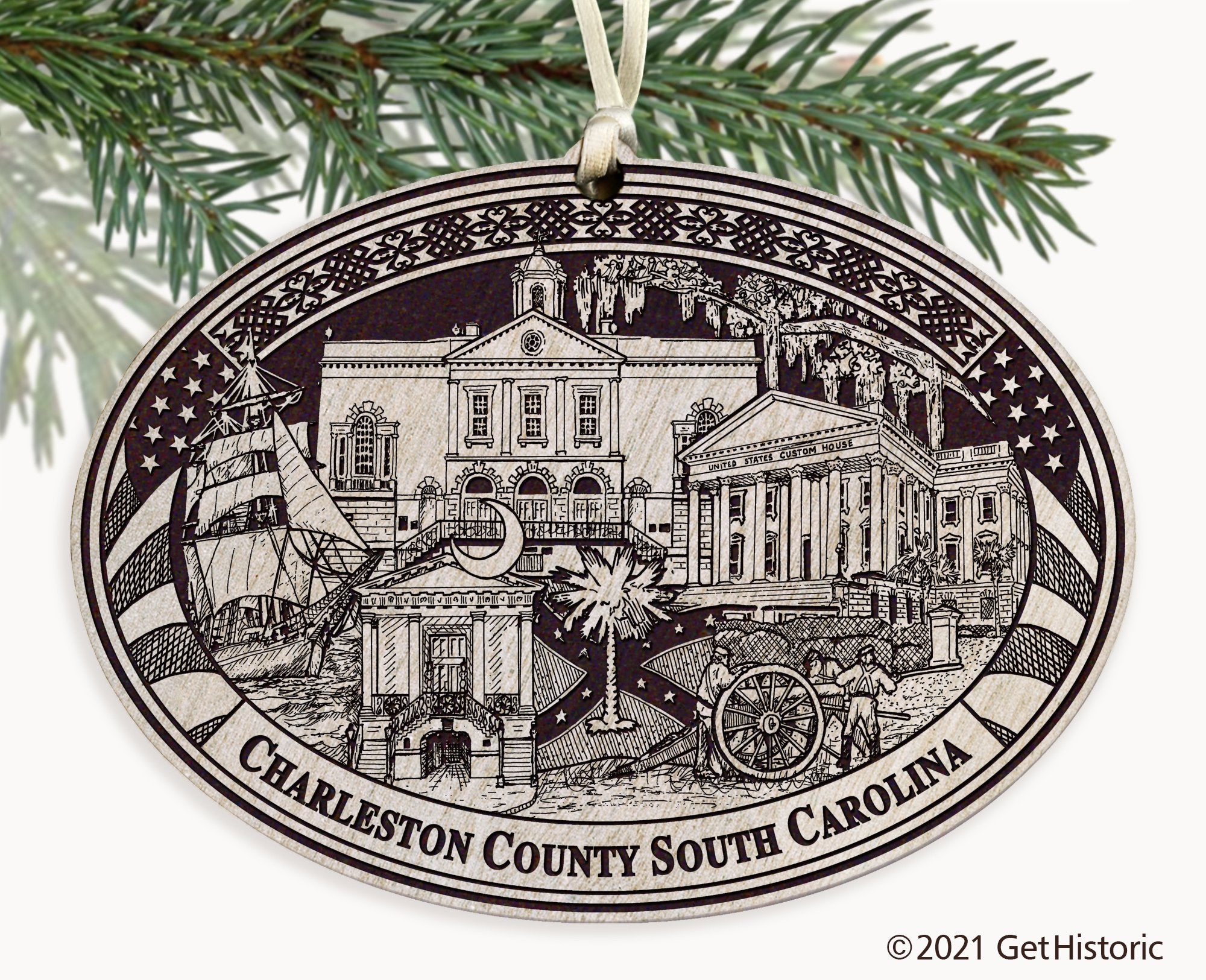 Charleston County South Carolina Engraved Ornament