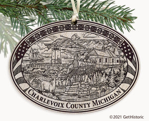 Charlevoix County Michigan Engraved Ornament