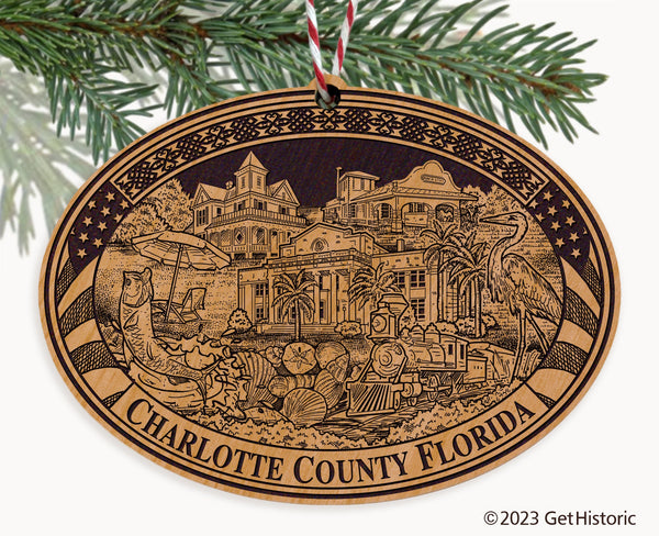 Charlotte County Florida Engraved Natural Ornament