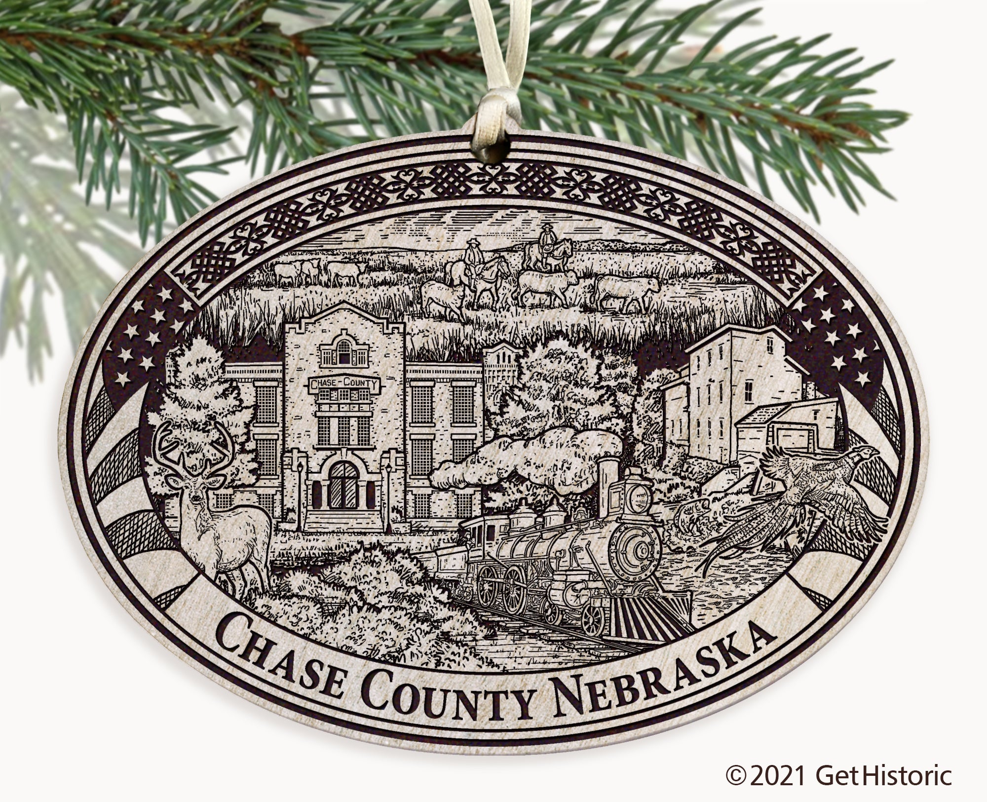 Chase County Nebraska Engraved Ornament