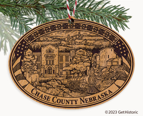 Chase County Nebraska Engraved Natural Ornament