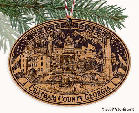 Chatham County Georgia Engraved Natural Ornament