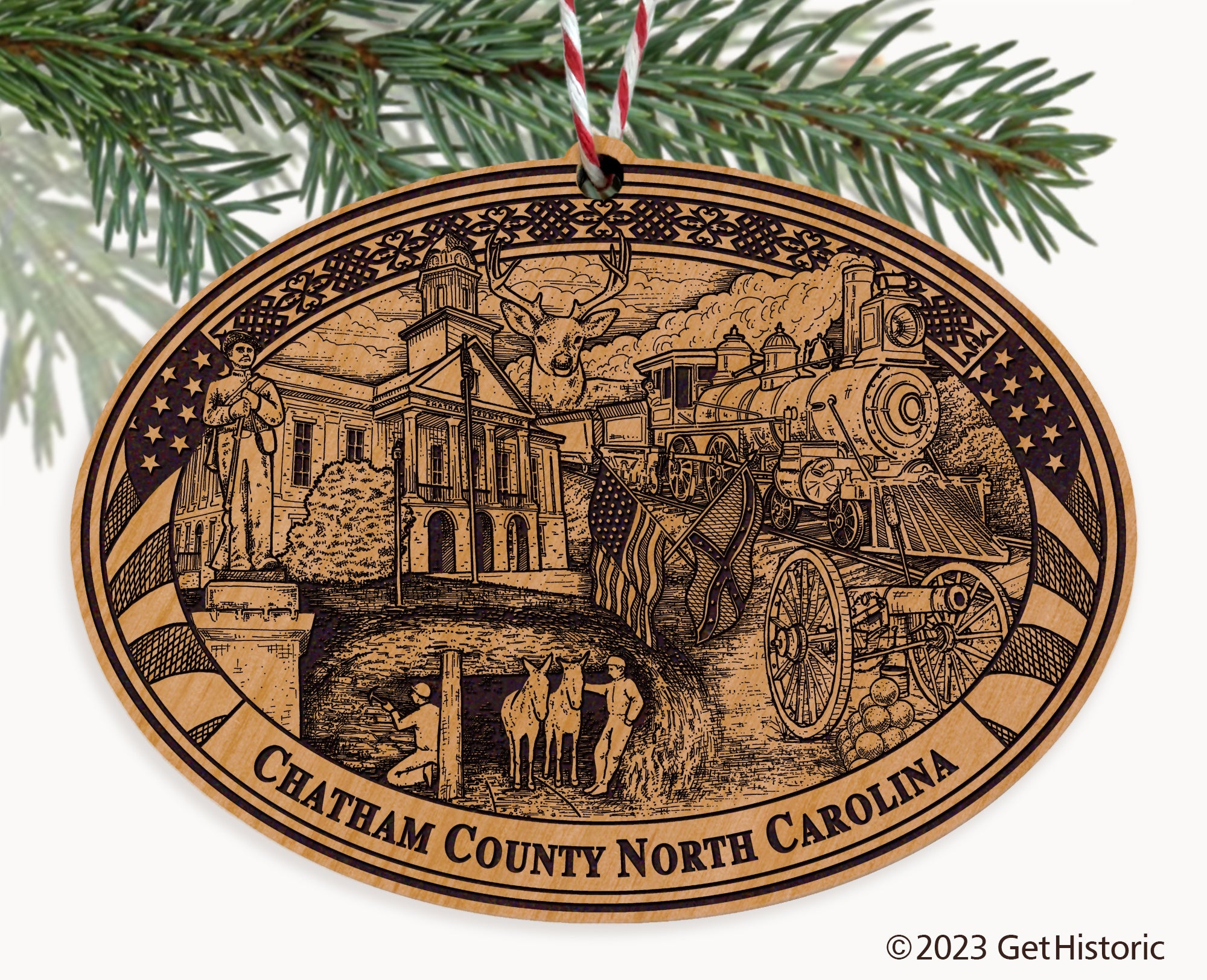 Chatham County North Carolina Engraved Natural Ornament