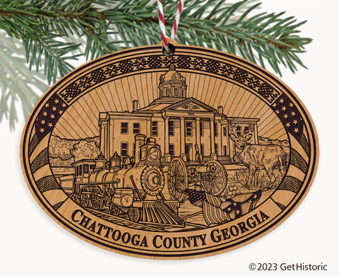 Chattooga County Georgia Engraved Natural Ornament