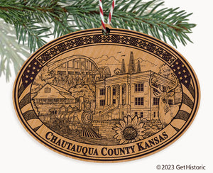Chautauqua County Kansas Engraved Natural Ornament