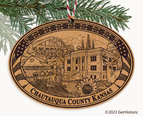 Chautauqua County Kansas Engraved Natural Ornament
