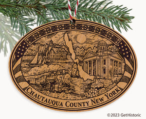 Chautauqua County New York Engraved Natural Ornament