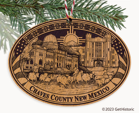 Chaves County New Mexico Engraved Natural Ornament