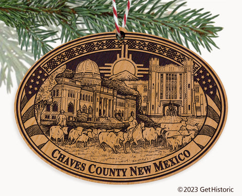 Chaves County New Mexico Engraved Natural Ornament