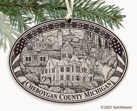 Cheboygan County Michigan Engraved Ornament