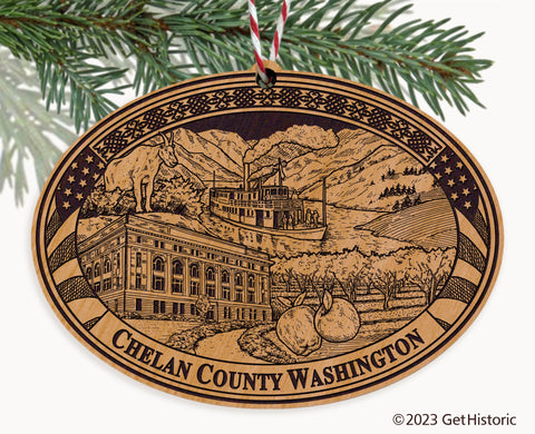 Chelan County Washington Engraved Natural Ornament