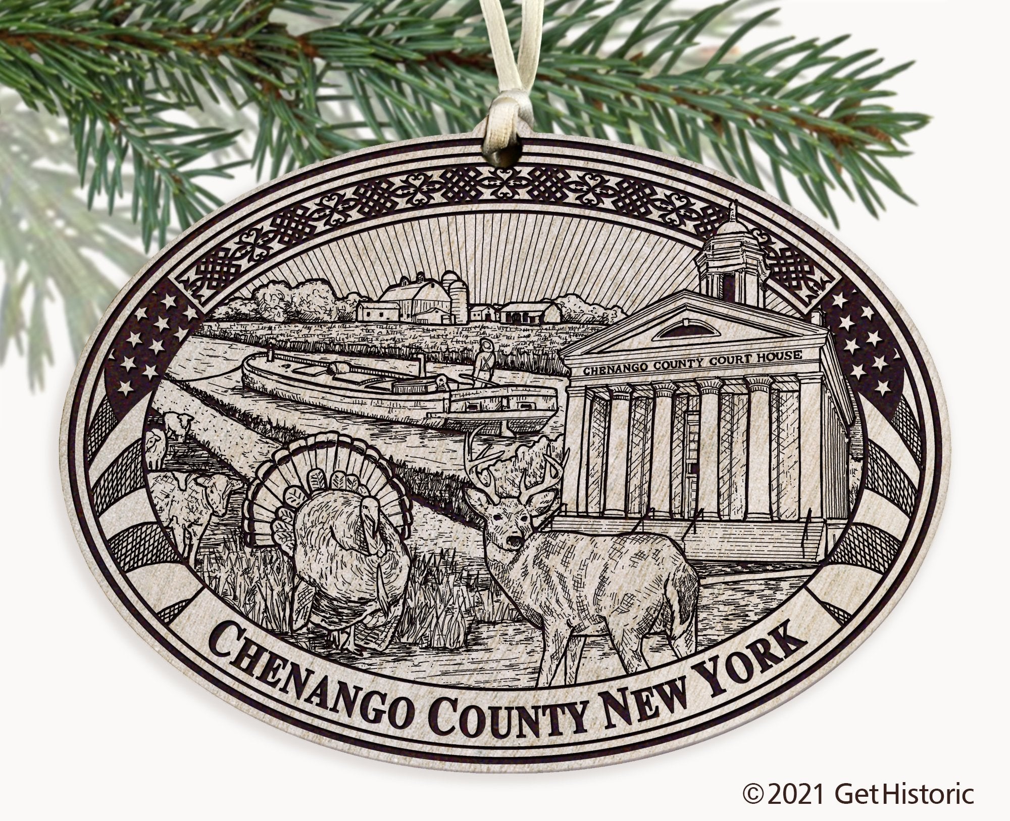 Chenango County New York Engraved Ornament