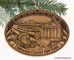 Chenango County New York Engraved Natural Ornament