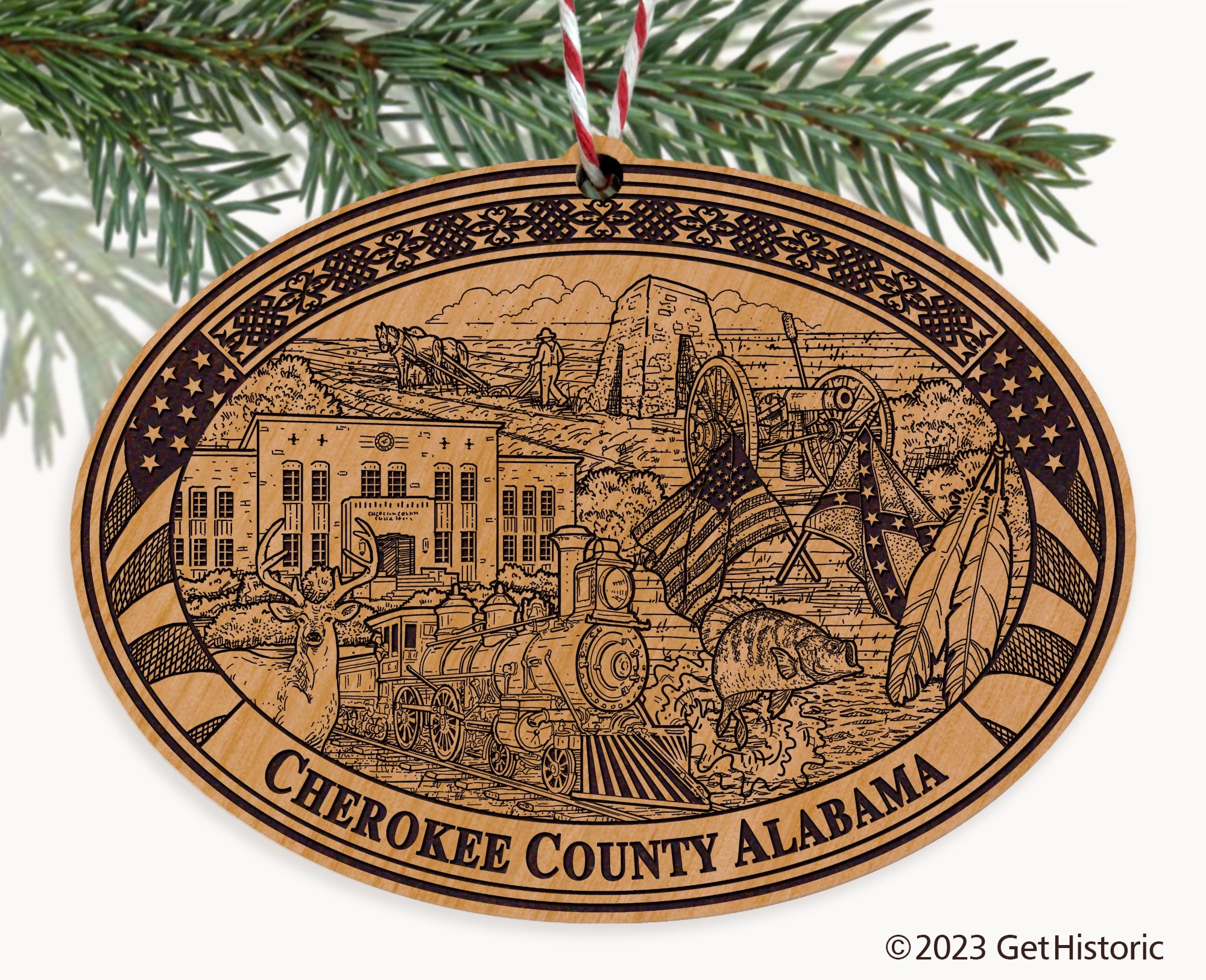 Cherokee County Alabama Engraved Natural Ornament
