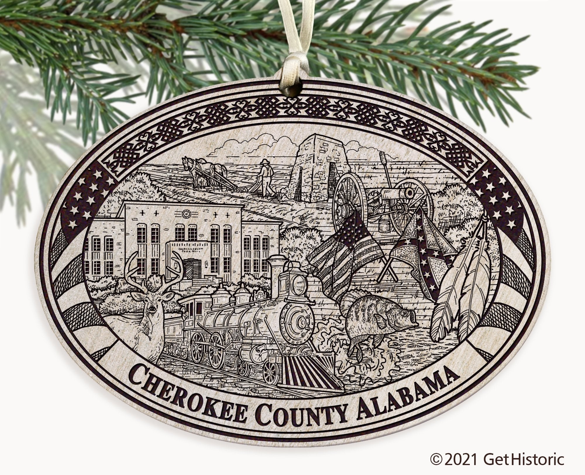 Cherokee County Alabama Engraved Ornament