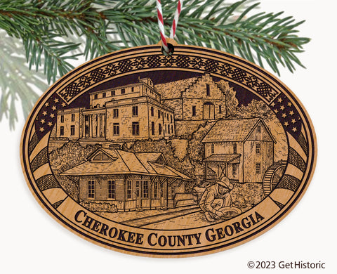 Cherokee County Georgia Engraved Natural Ornament
