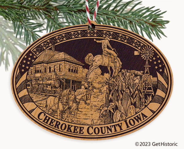 Cherokee County Iowa Engraved Natural Ornament
