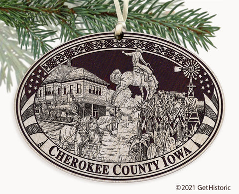 Cherokee County Iowa Engraved Ornament