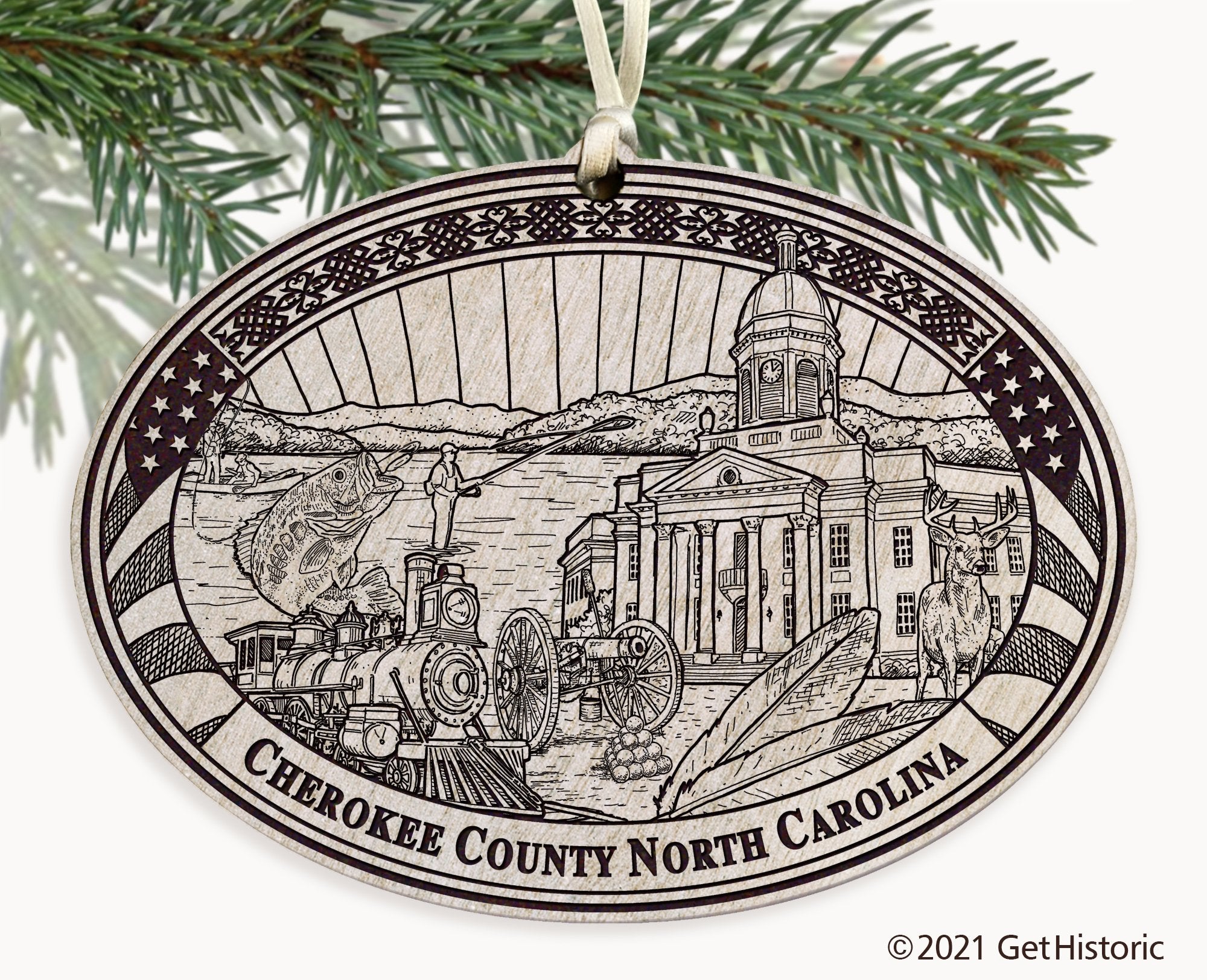 Cherokee County North Carolina Engraved Ornament