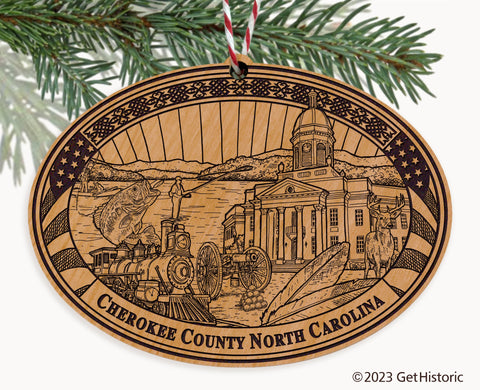 Cherokee County North Carolina Engraved Natural Ornament